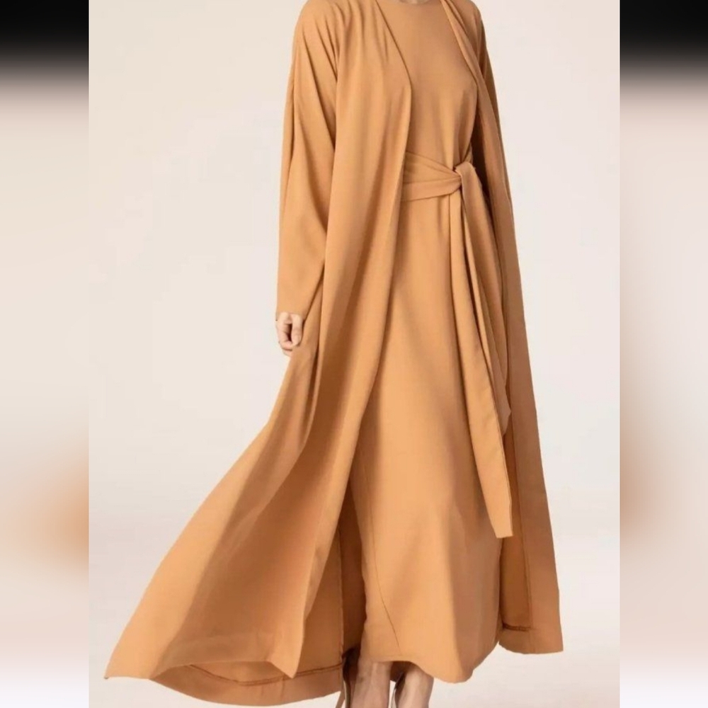 Isabella Open Abaya (Inner Piece Not Included) - Dusty Peach